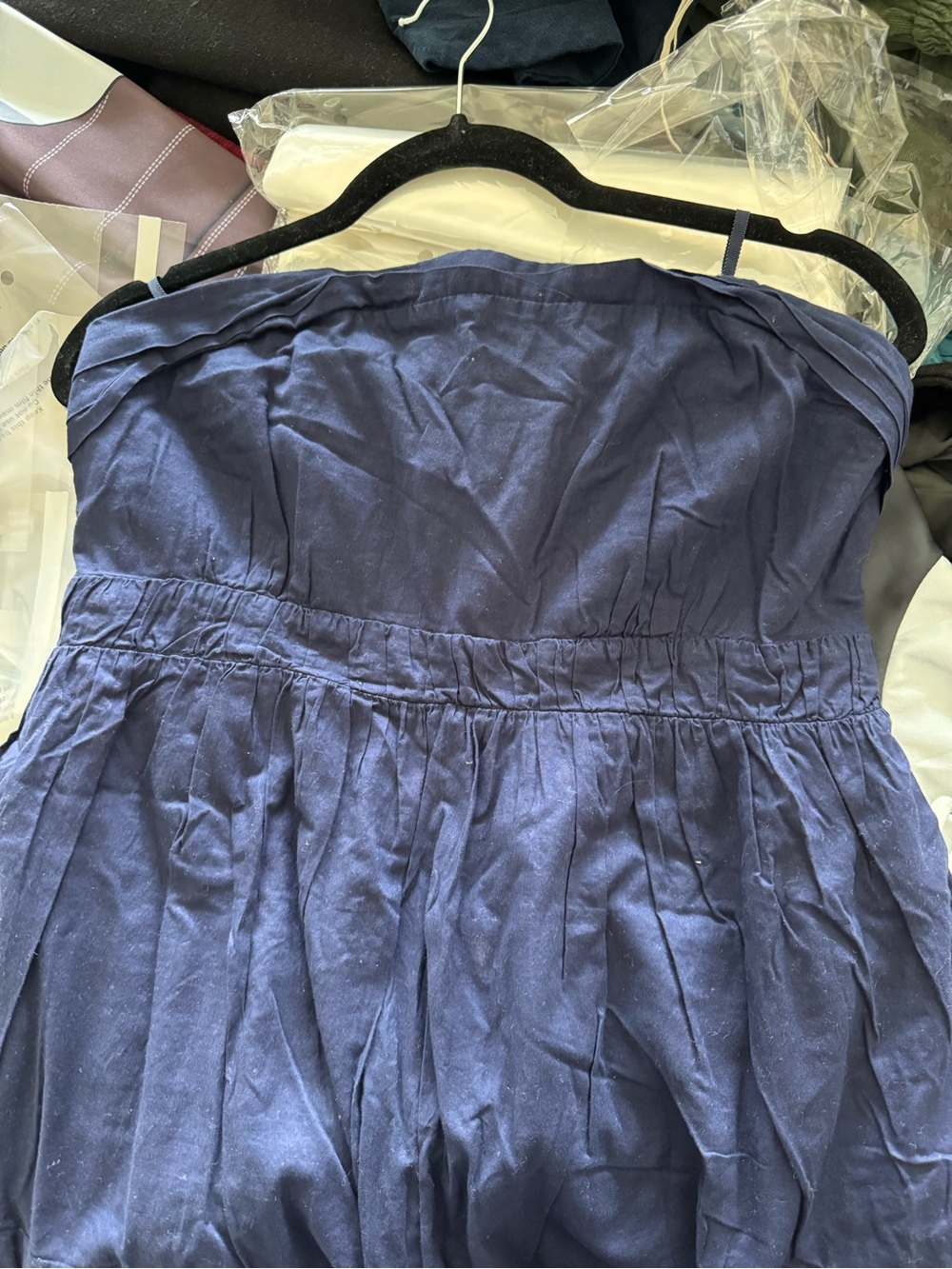 Anthropologie Strapless Navy Blue Sundress